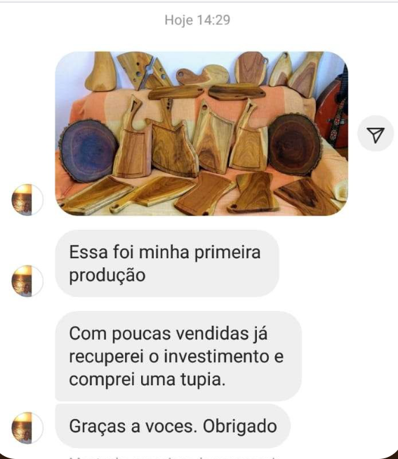 Depoimento de aluno sobre sua primeira produção e recuperação do investimento